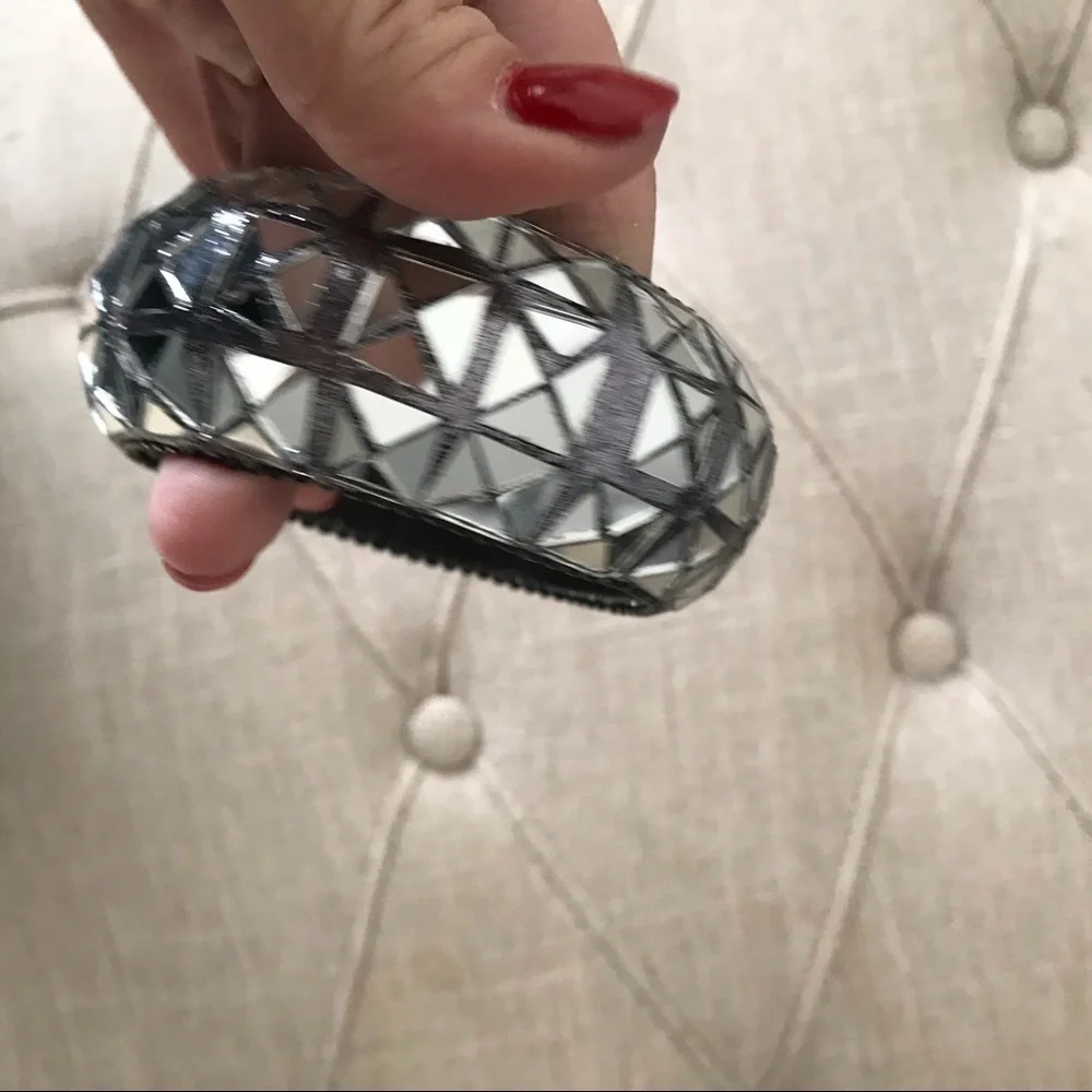 BOUTIQUE Vintage Art Deco Mirror Faceted Chunky Bangle Bracelet